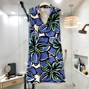 Mahi Gold - Foral Sleeveless Dress in Blue and Green